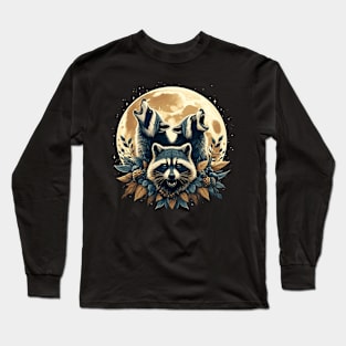 Whimsical Raccoons Moon Howl Long Sleeve T-Shirt